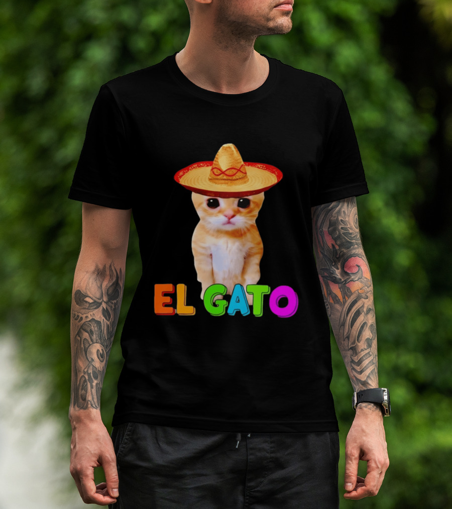 El Gato Cat Sombrero Hat Mexican Fiesta Fun Pet T-Shirt