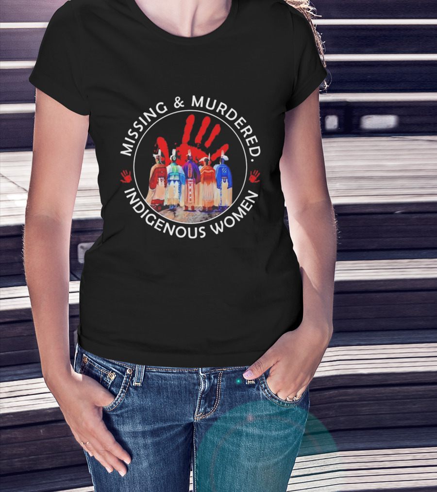 Missing And Murdered Indigenous Women Red Handprint Symbol MMIW Awareness T-Shirt