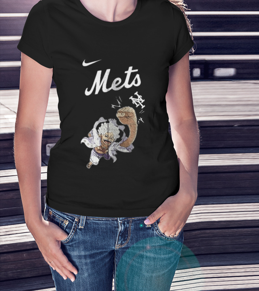 New York Mets X One Piece Luffy Nike Collaboration T-Shirt