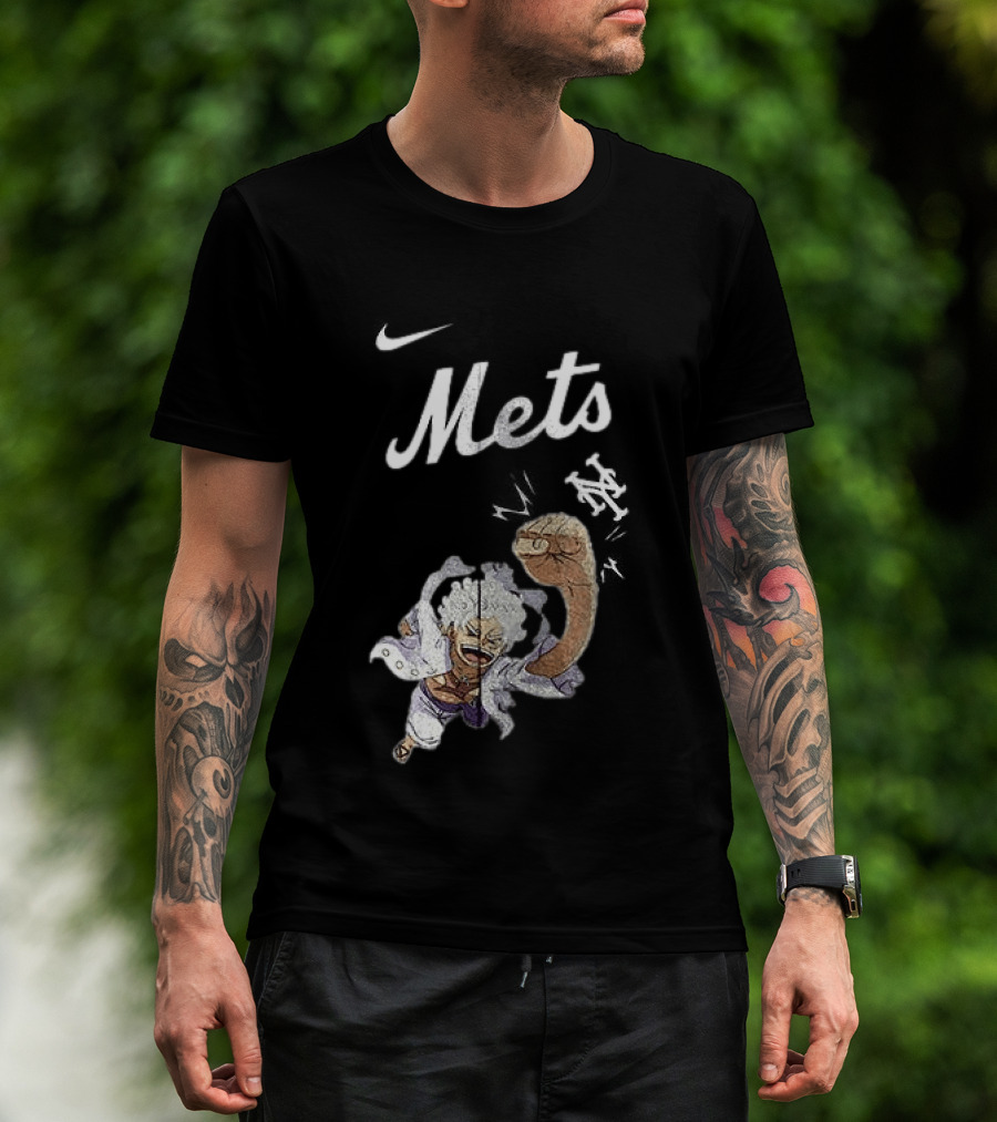 New York Mets X One Piece Luffy Nike Collaboration T-Shirt