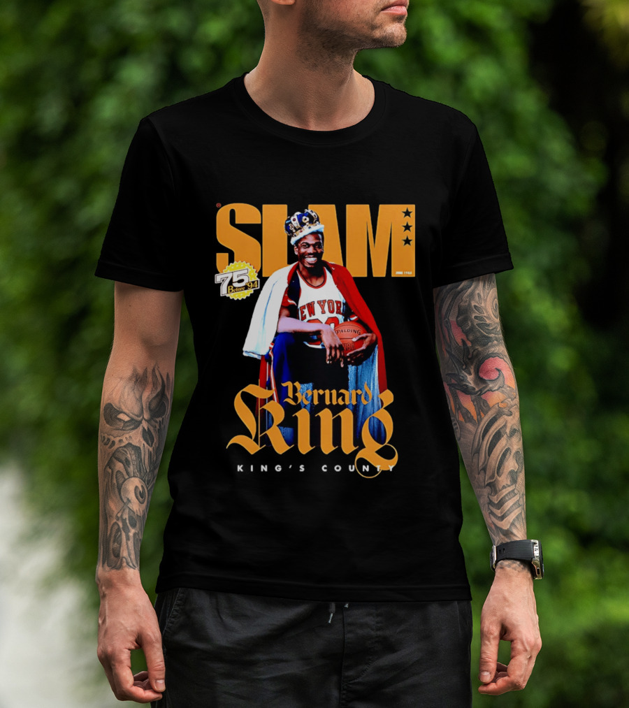 Bernard King New York Knicks Slam June 1995 King's County 75 Before 94 T-Shirt