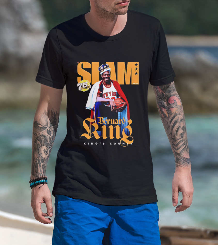 Bernard King New York Knicks Slam June 1995 King's County 75 Before 94 T-Shirt