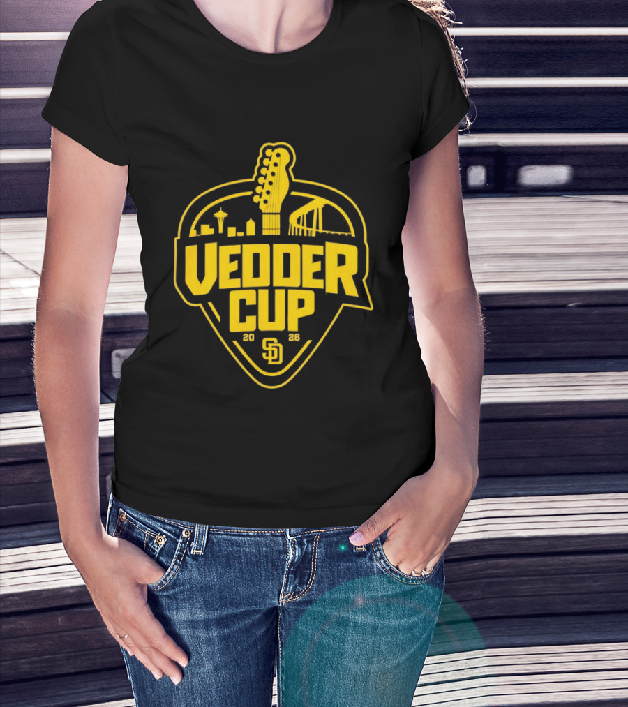 San Diego Padres 2026 Vedder Cup SD Baseball Event City Skyline Guitar T-Shirt