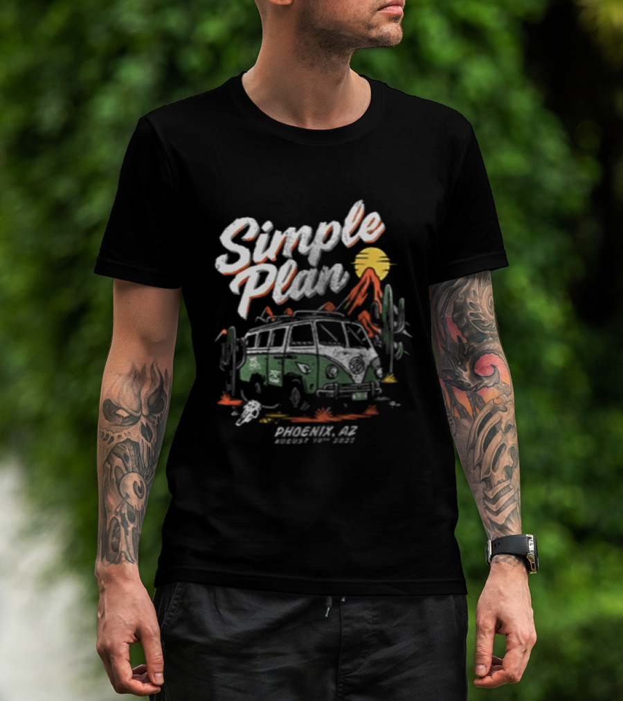 Simple Plan Bigger Than You Think Tour Vintage Van Scenic Desert Adventure T-Shirt