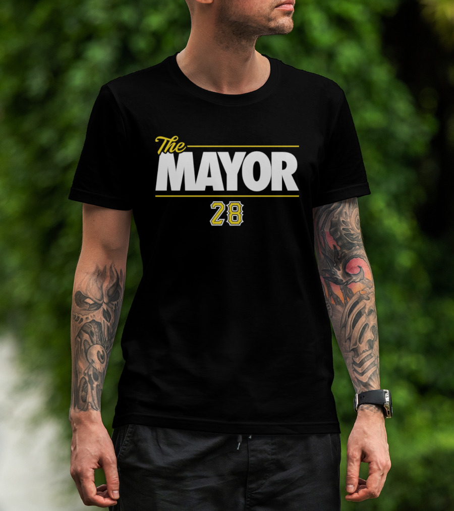 The Mayor 28 Jake Mangum Pittsburgh Pirates T-Shirt