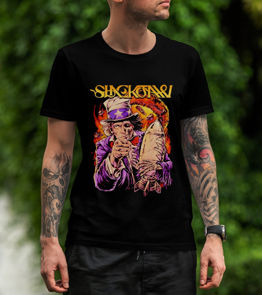 Slackjaw WMD Uncle Sam Nuclear Explosion Rocket T-Shirt