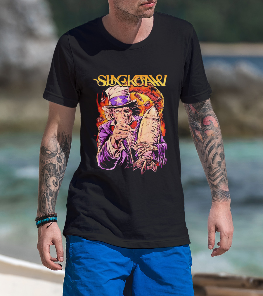 Slackjaw WMD Uncle Sam Nuclear Explosion Rocket T-Shirt