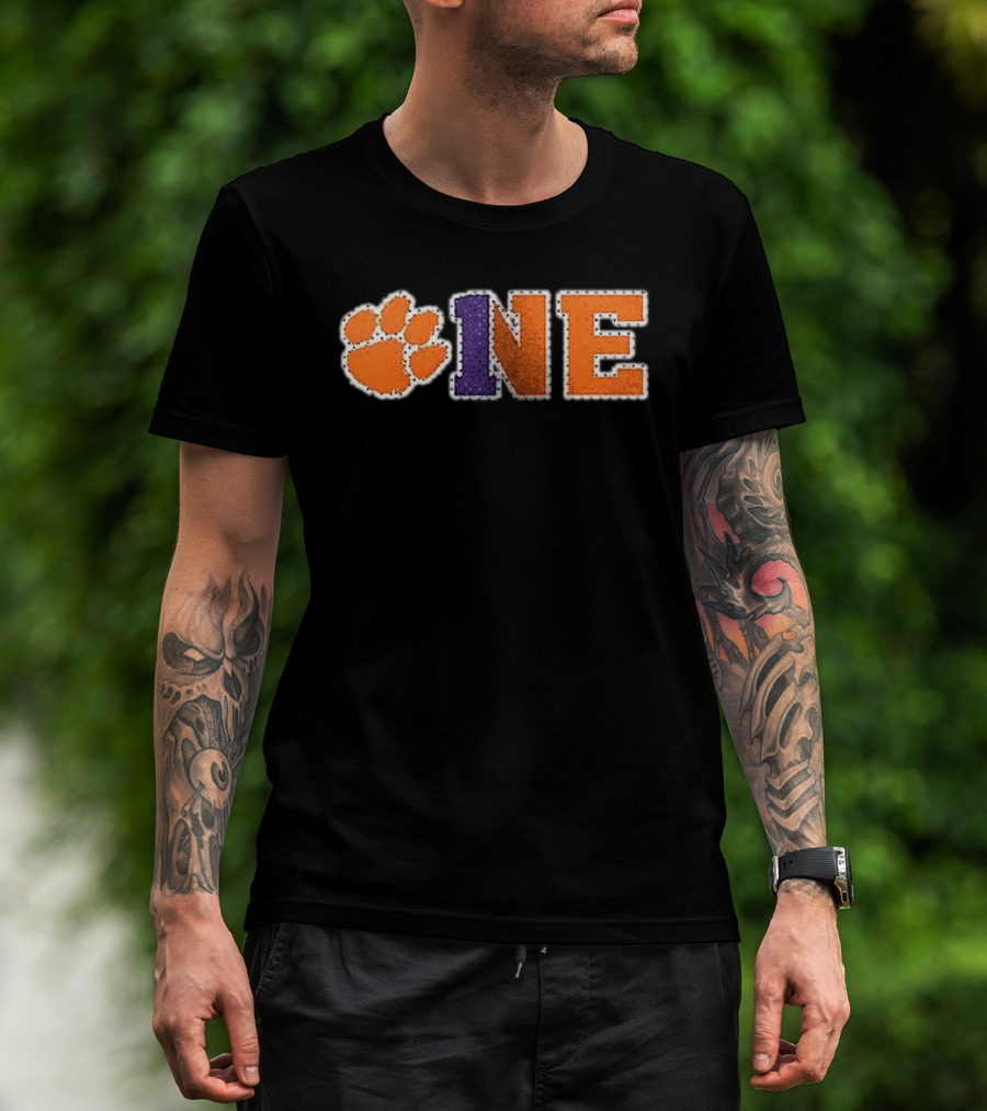 Clemson Tigers Paw Print One Orange Purple Team Spirit T-Shirt