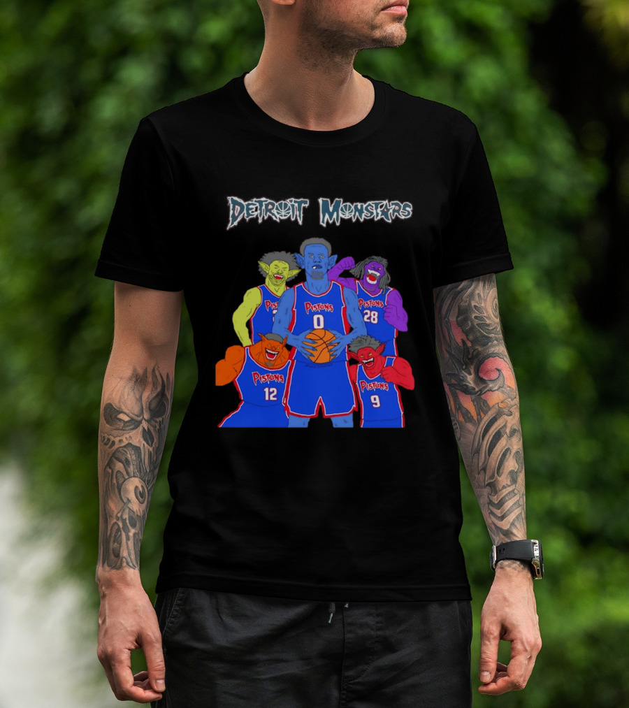 Detroit Pistons Monsters Space Jam Characters Basketball T-Shirt