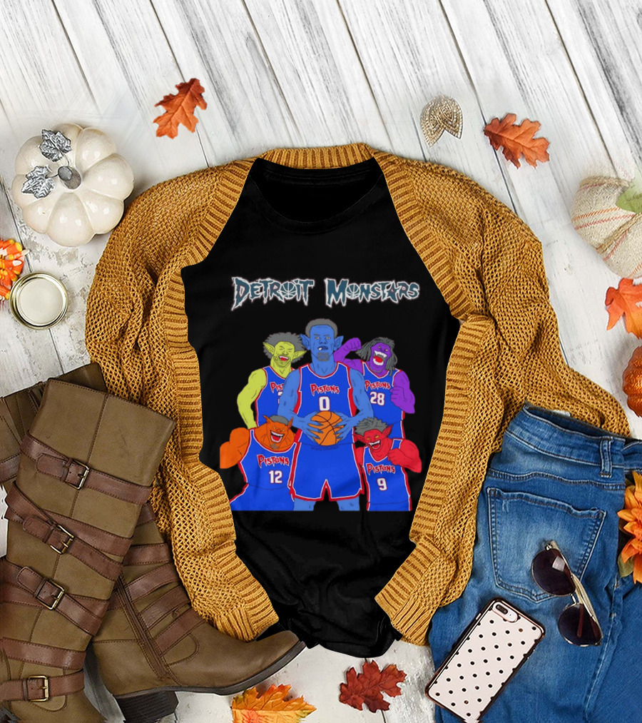 Detroit Pistons Monsters Space Jam Characters Basketball T-Shirt