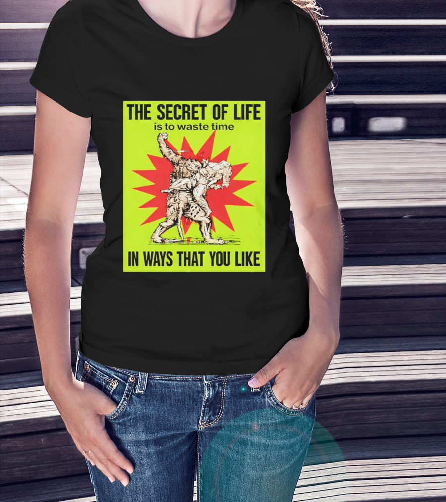 The Secret Of Life Is To Waste Time In Ways That You Like Comic Style Red Burst T-Shirt