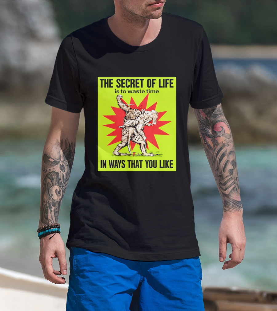 The Secret Of Life Is To Waste Time In Ways That You Like Comic Style Red Burst T-Shirt
