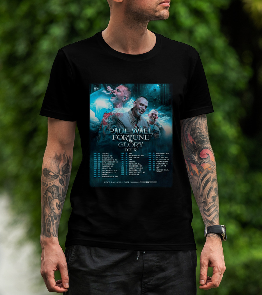Paul Wall Fortune And Glory Tour 2026 Dates And Locations T-Shirt