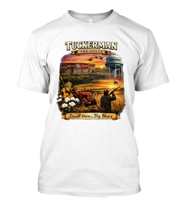 Tuckerman Arkansas Home Of The Bulldogs Water Tower Small Town Big Heart Tractor Hunter Guitar T-Shirt
