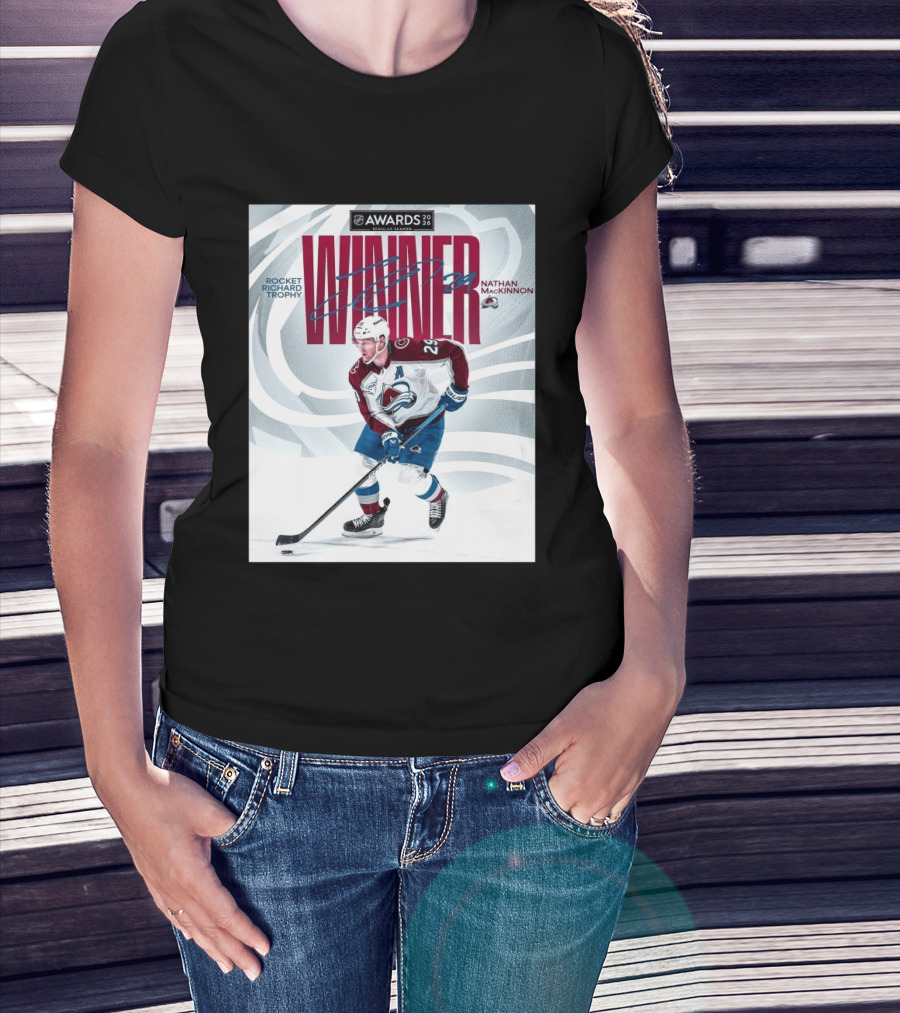 NHL 2026 Awards Rocket Richard Trophy Nathan MacKinnon Winner T-Shirt