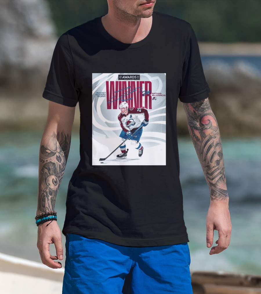 NHL 2026 Awards Rocket Richard Trophy Nathan MacKinnon Winner T-Shirt