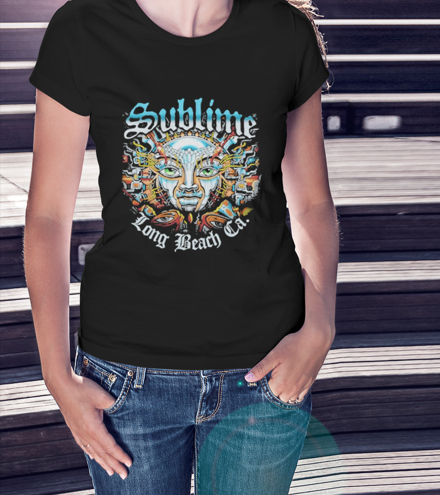 Sublime Long Beach CA Psychedelic Sunburst Face T-Shirt