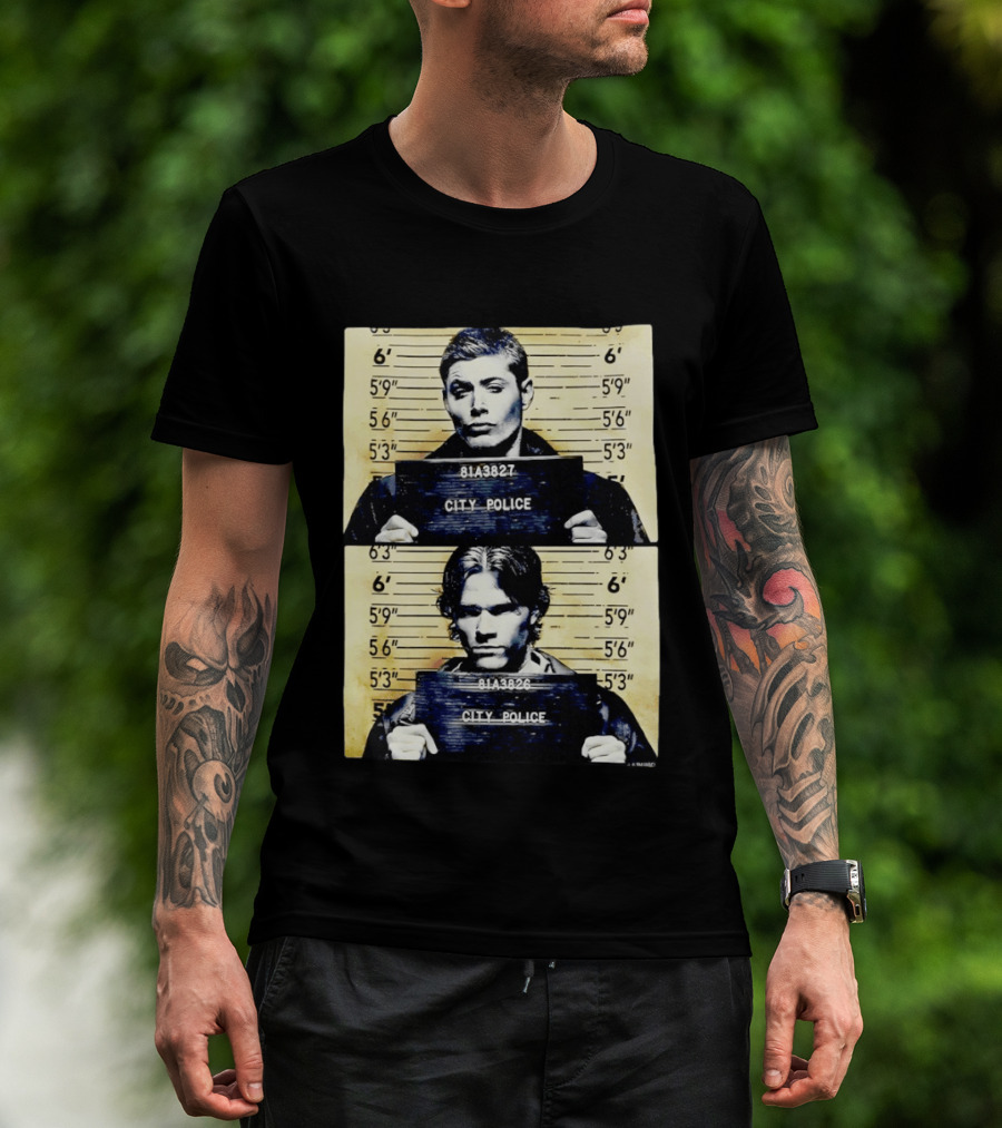 Supernatural Sam And Dean Winchester Shot City Police 81A3827 81A3826 T-Shirt