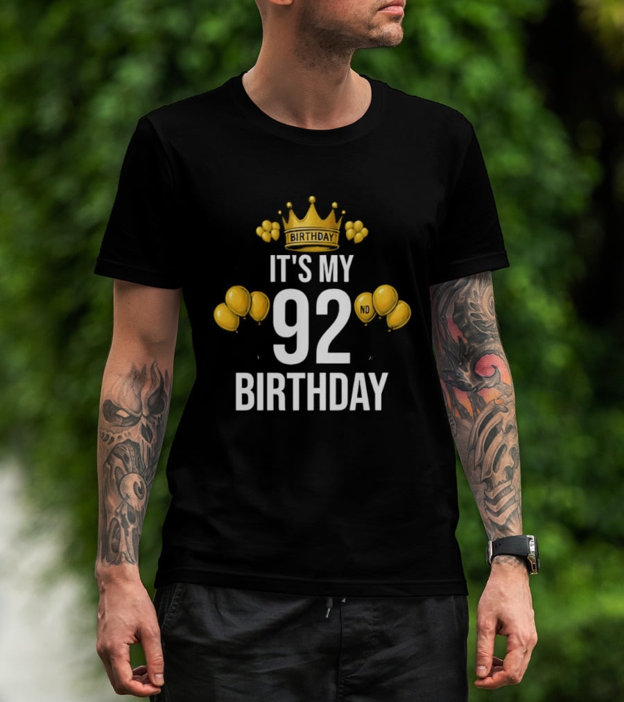 Golden Crown It's My 92nd Birthday Celebration With Paw Prints T-Shirt