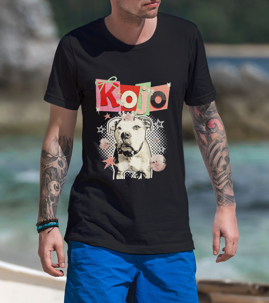 Kojo Dog Crown Retro Style Collage With Hearts And Stars T-Shirt