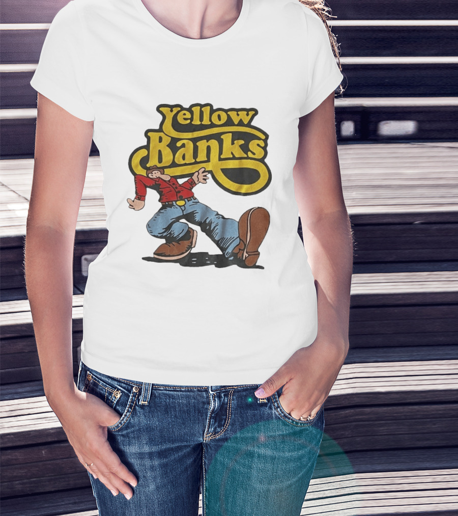 Yellow Banks Retro Cartoon Style Fun T-Shirt