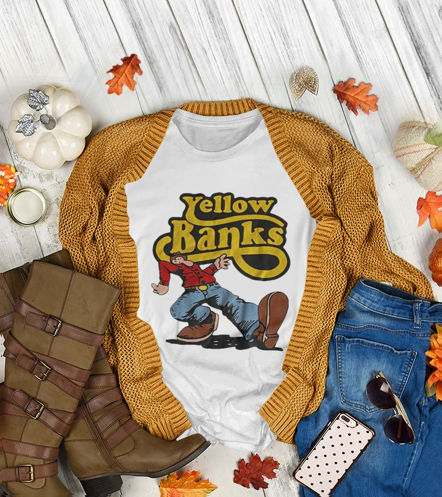 Yellow Banks Retro Cartoon Style Fun T-Shirt