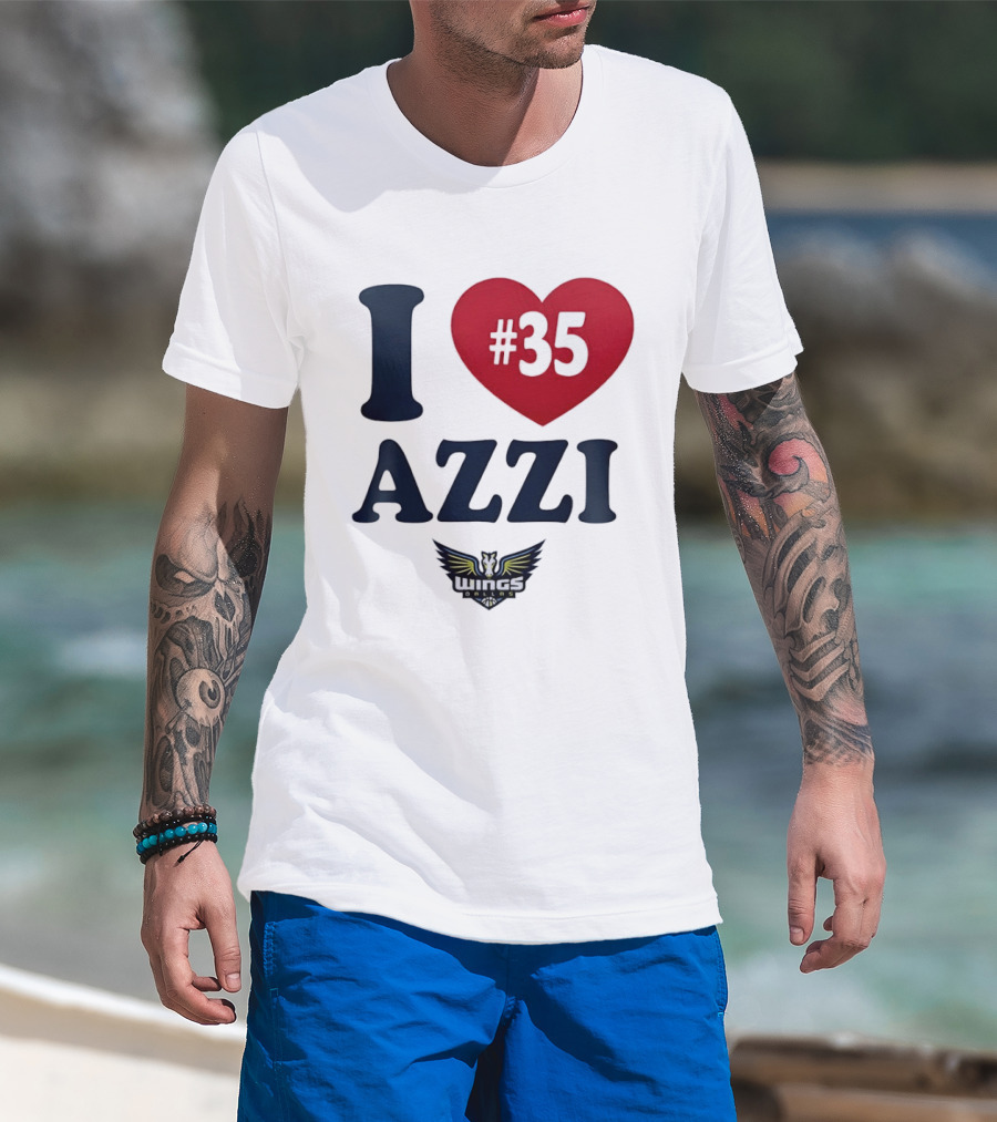 I Love Azzi Fudd Heart 35 Dallas Wings WNBA T-Shirt