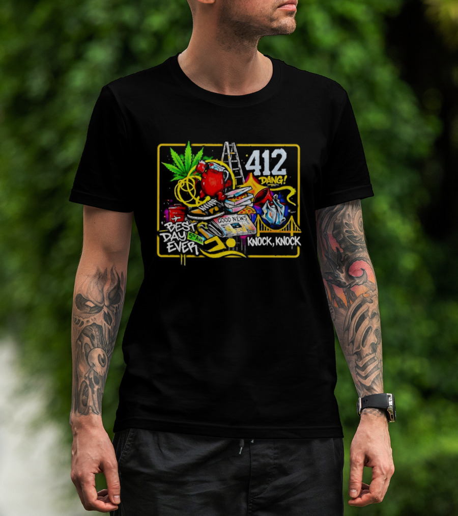 Good News Best Day Ever 412 Knock Knock Dang Graffiti Vibes T-Shirt