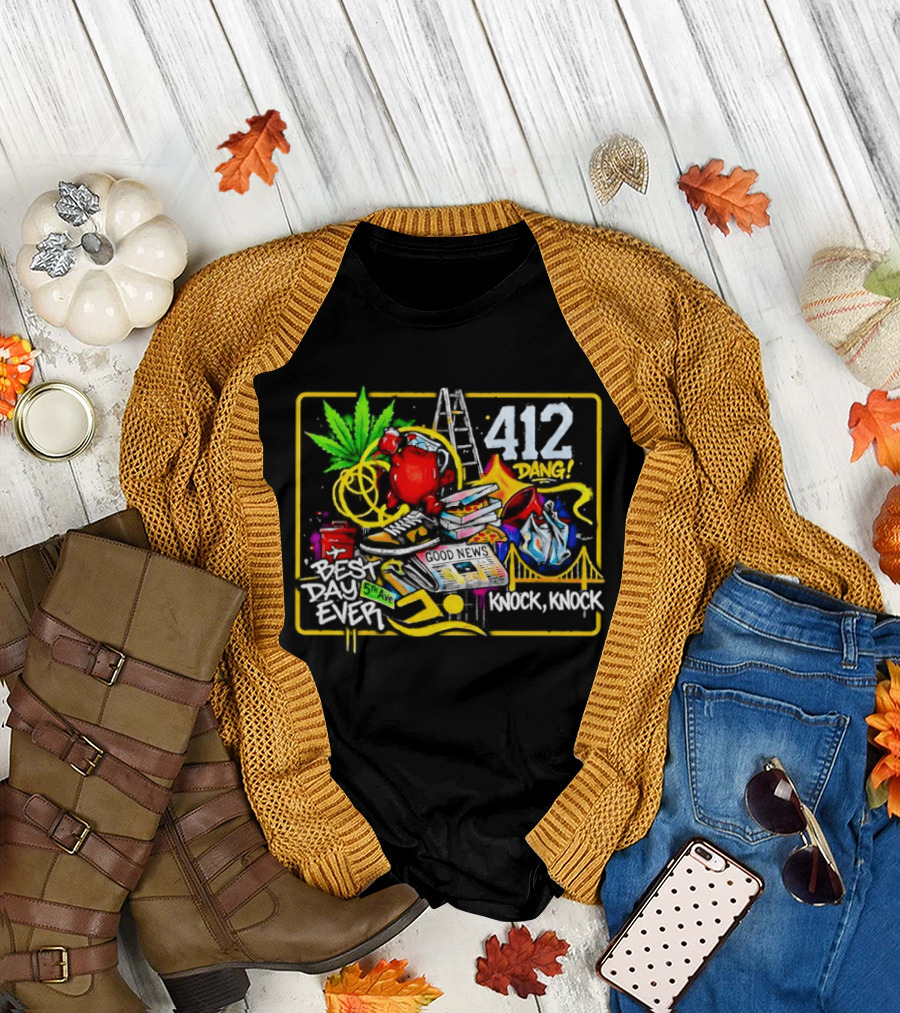 Good News Best Day Ever 412 Knock Knock Dang Graffiti Vibes T-Shirt