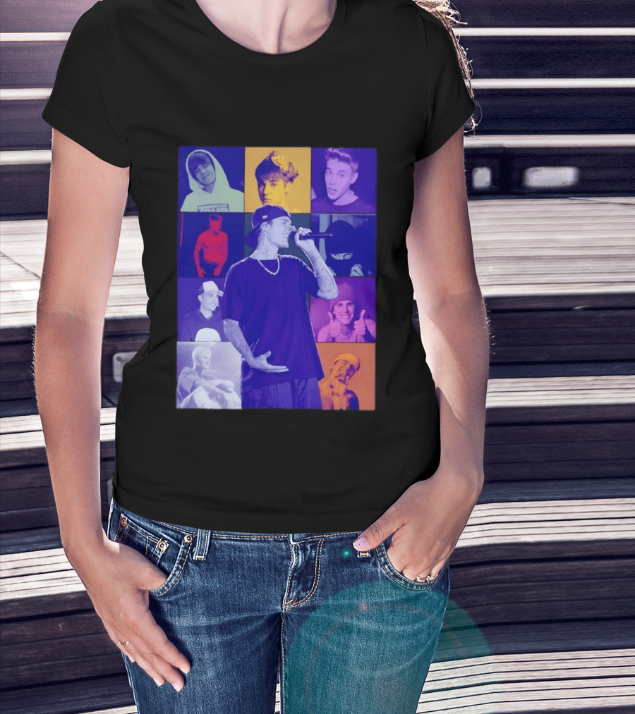 Justin Bieber The Eras Tour Concert Retro Photo Collage T-Shirt