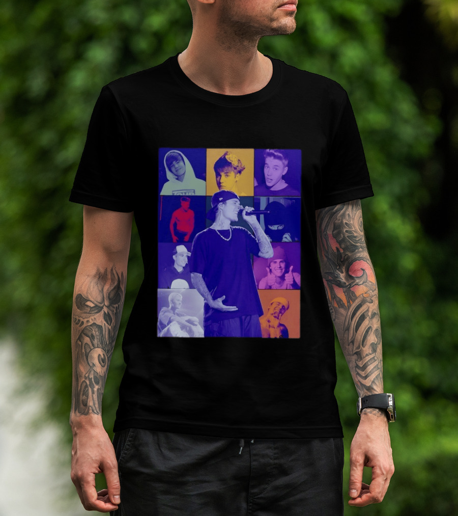 Justin Bieber The Eras Tour Concert Retro Photo Collage T-Shirt