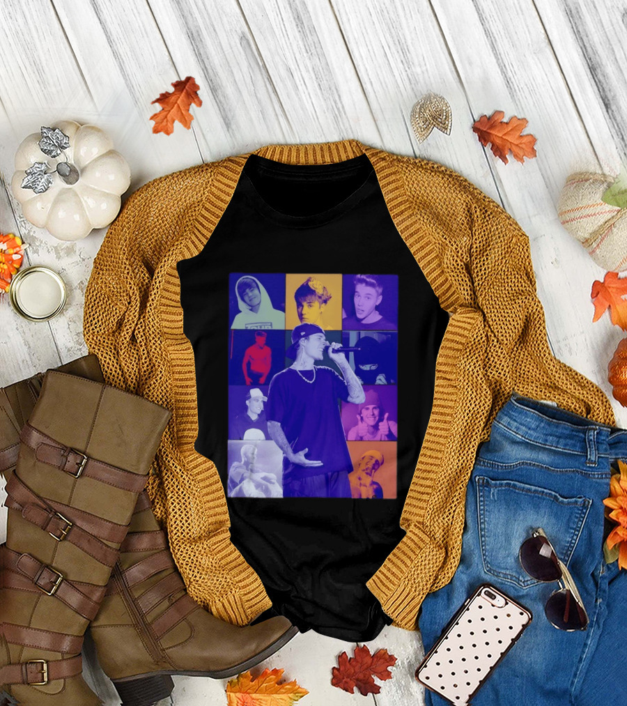 Justin Bieber The Eras Tour Concert Retro Photo Collage T-Shirt