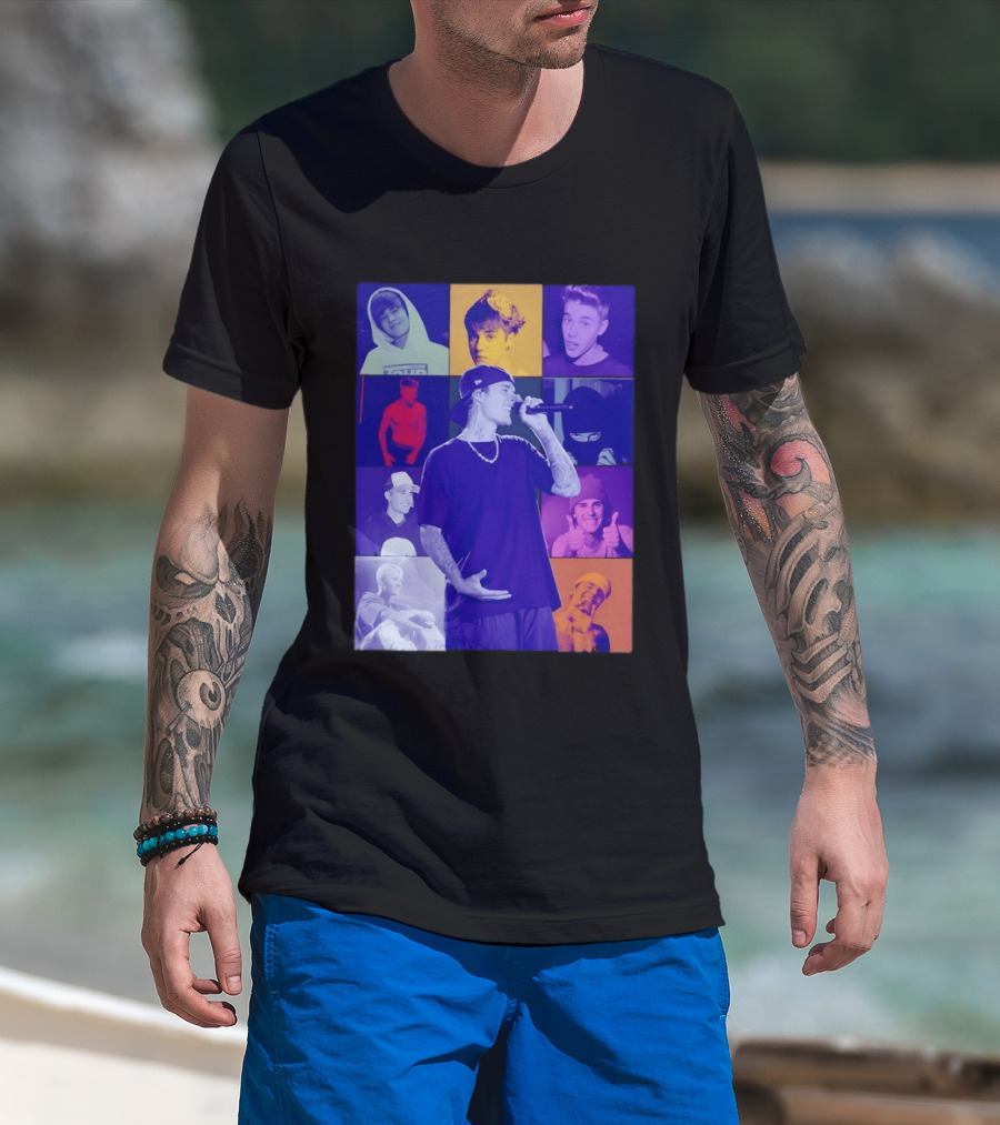 Justin Bieber The Eras Tour Concert Retro Photo Collage T-Shirt