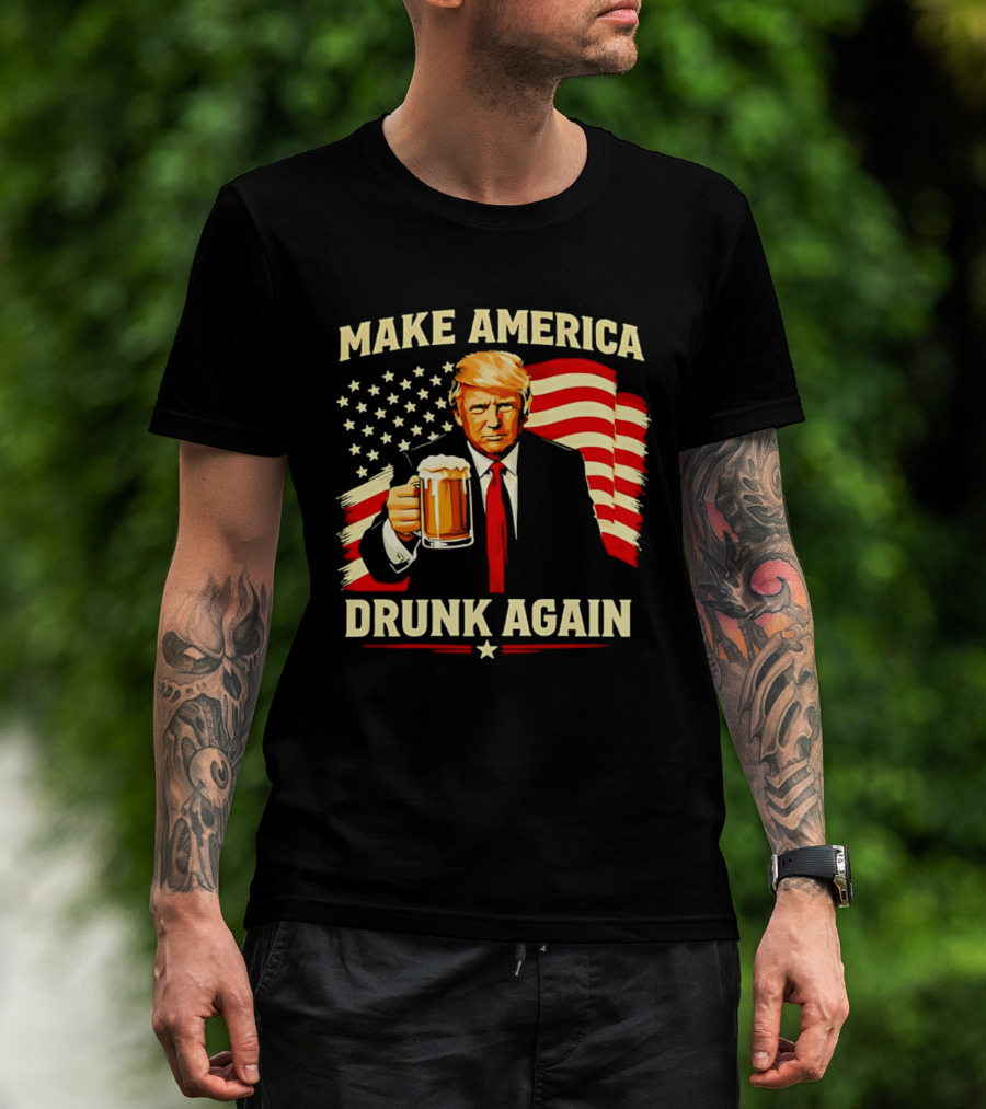 Patriotic Trump Make America Drunk Again Flag Beer T-Shirt