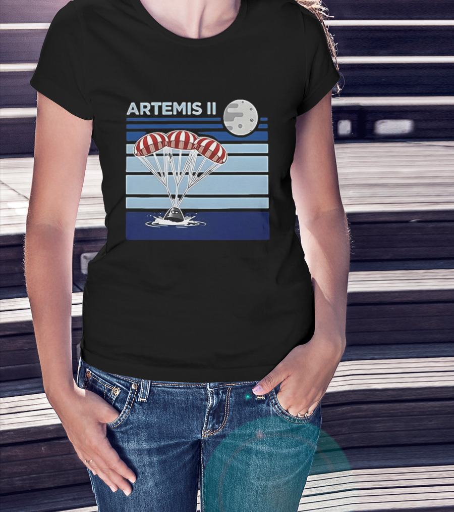 Artemis II Splashdown 2026 Orion Spacecraft Landed With Moon Parachute Scene T-Shirt