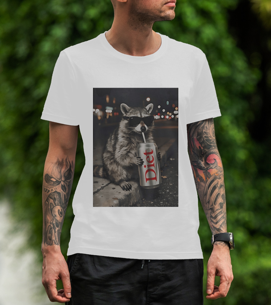 Raccoons Diet Soda Gen Z Dank Meme Raccoon With Sunglasses And Soda Can T-Shirt