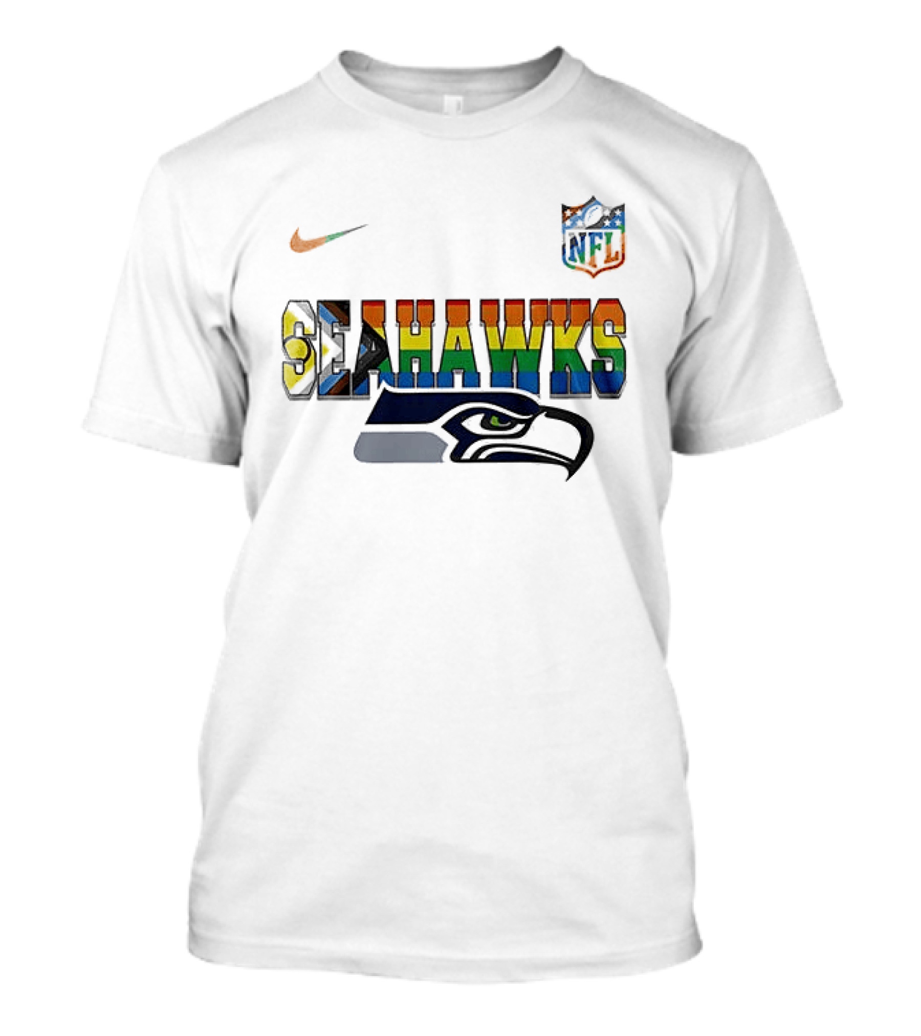 Seattle Seahawks Rainbow Pride NFL Peanuts Collaboration Snoopy Nike T-Shirt