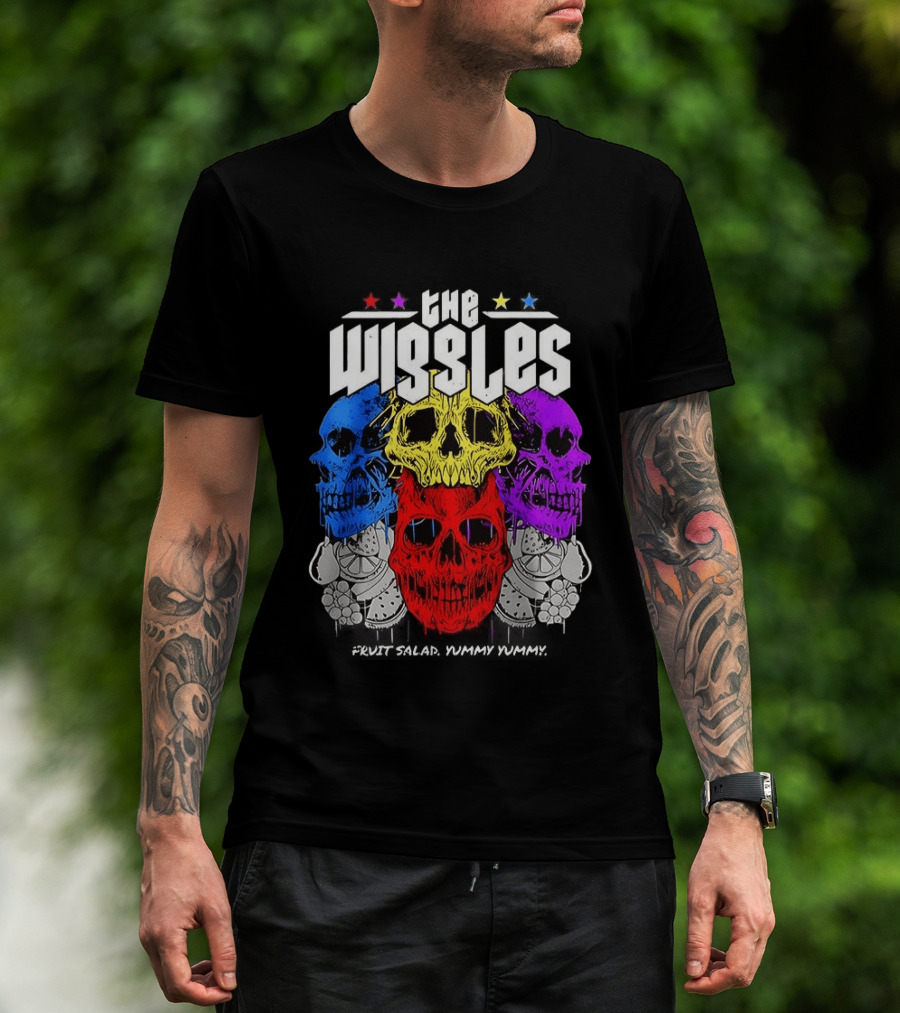 The Wiggles Fruit Salad Yummy Yummy Colorful Skull T-Shirt