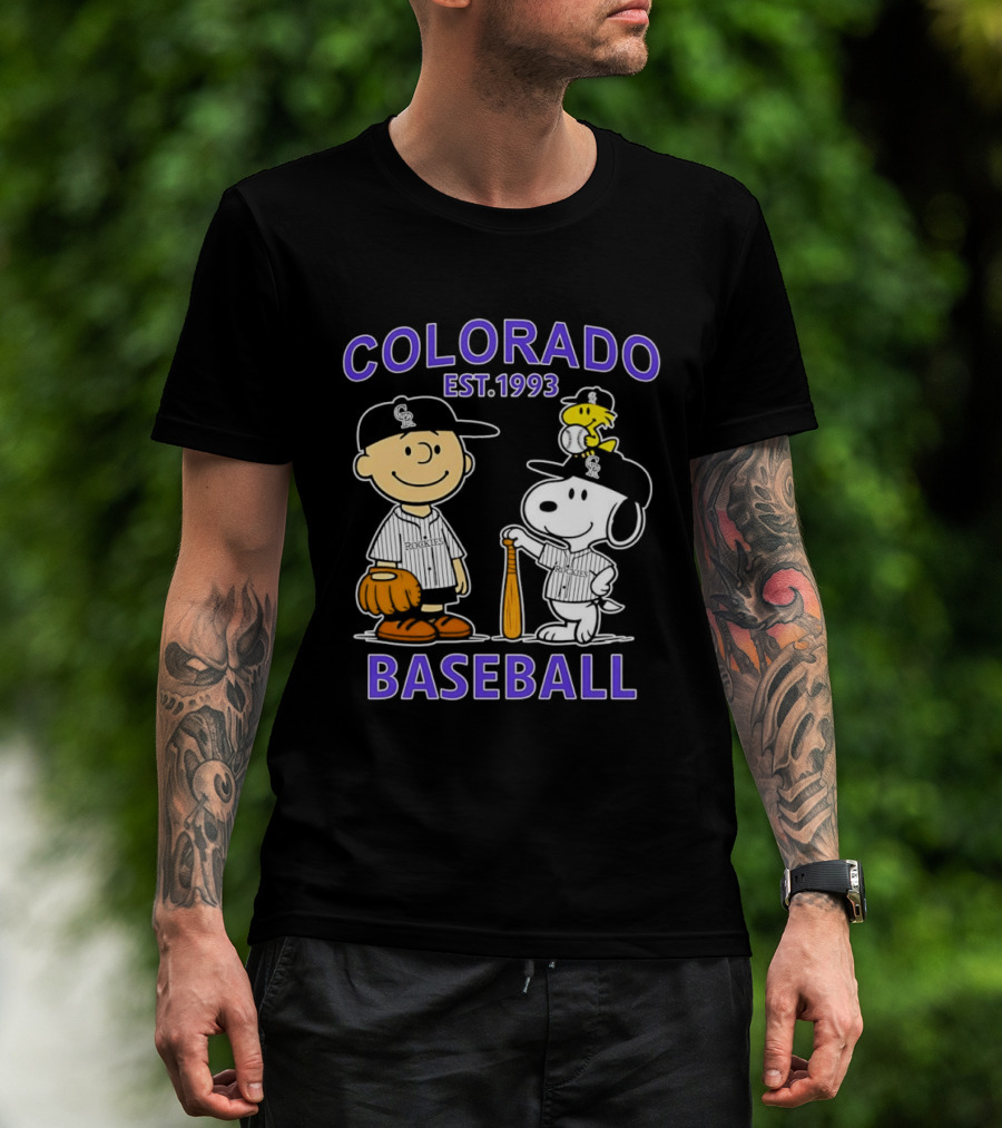 Charlie Brown Snoopy Woodstocks Colorado Baseball EST 1993 T-Shirt