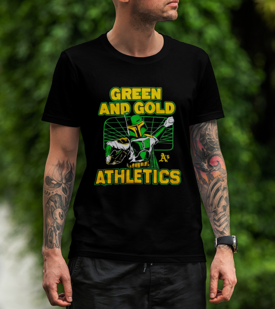 Green And Gold Athletics Dark Side Star Wars Bounty Hunter T-Shirt