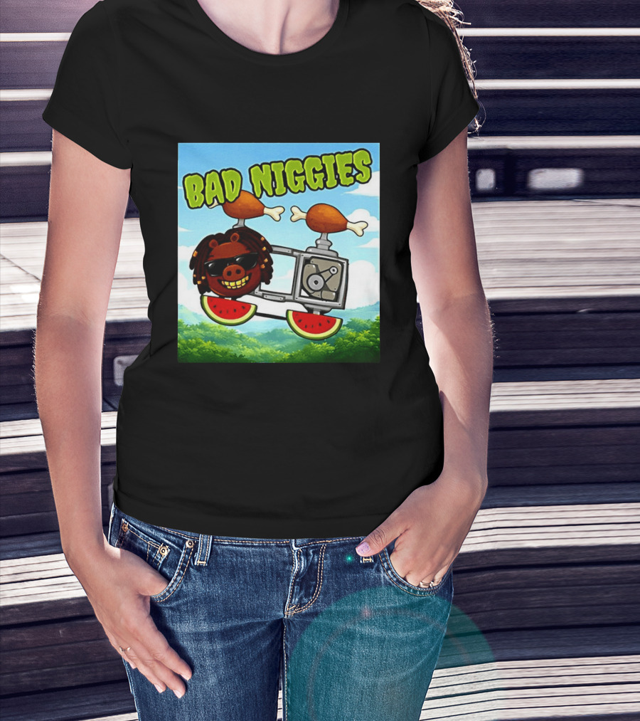 Bad Niggies Angry Birds Parody Flying Pig T-Shirt