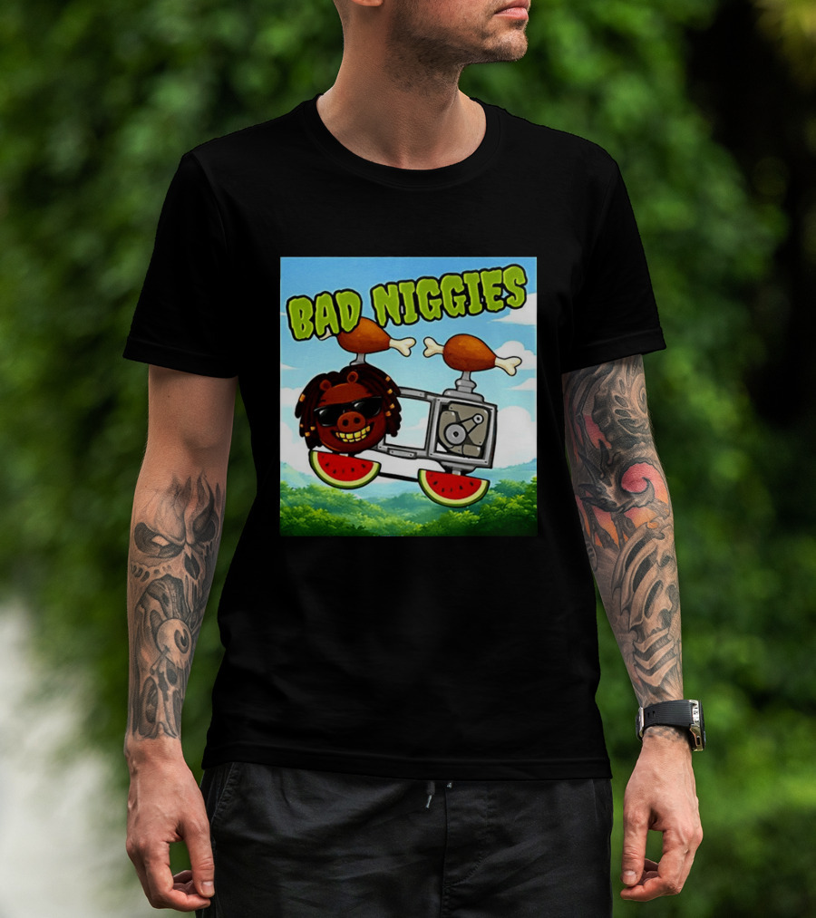 Bad Niggies Angry Birds Parody Flying Pig T-Shirt