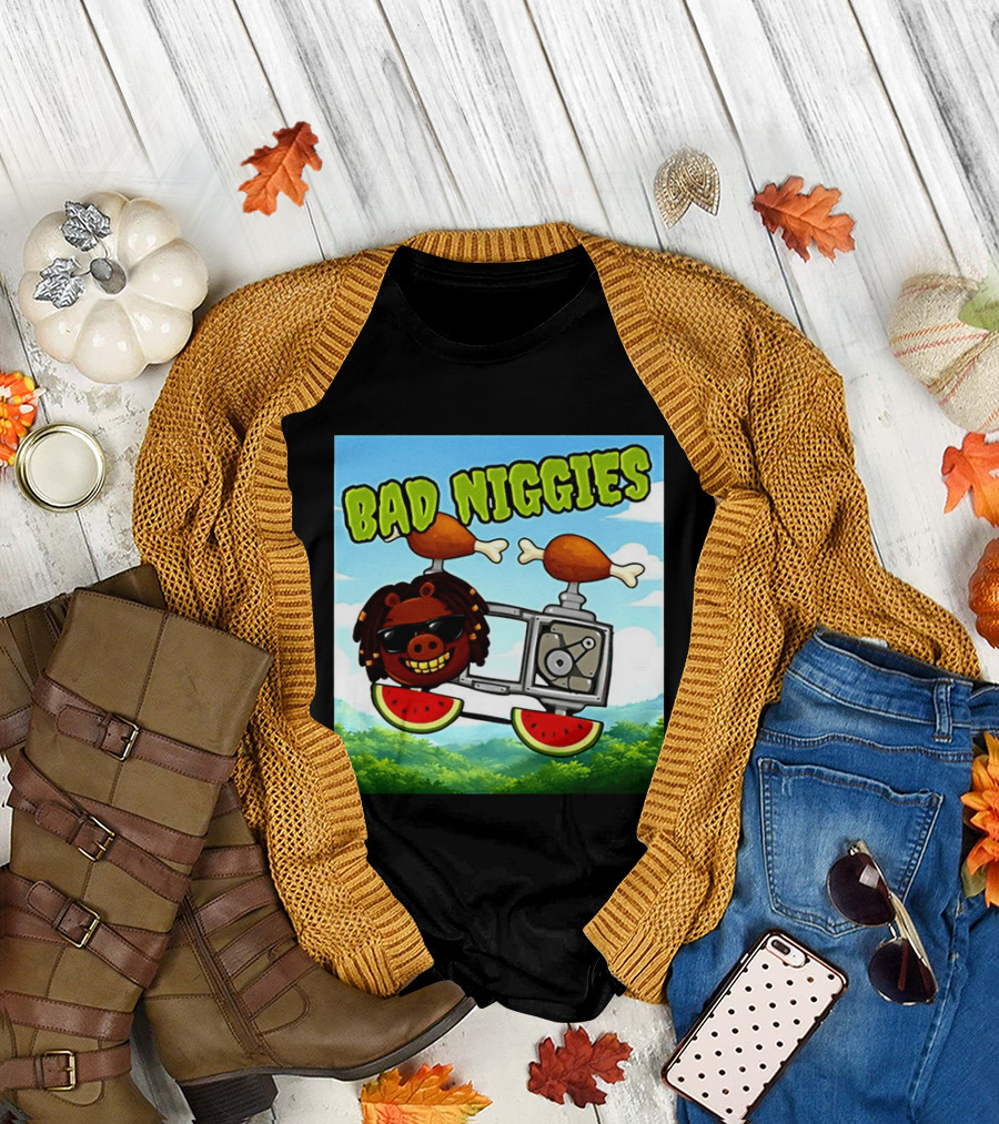 Bad Niggies Angry Birds Parody Flying Pig T-Shirt