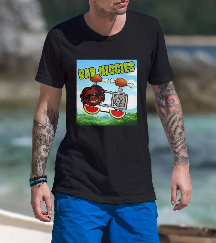 Bad Niggies Angry Birds Parody Flying Pig T-Shirt