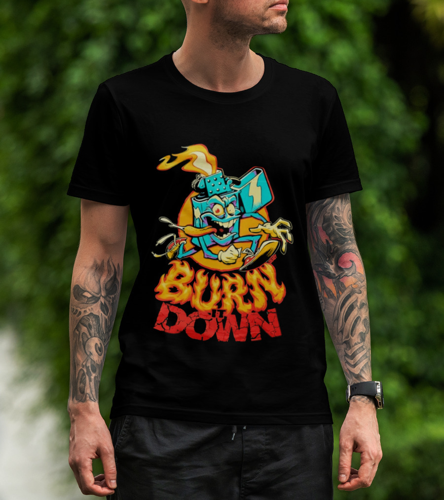 Burn It Down Lighter Mascot With Flames T-Shirt