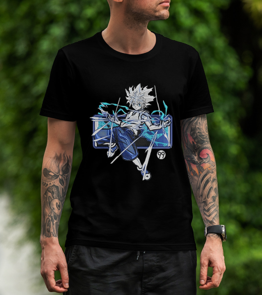 Hunter X Hunter Killua 99 Anime Graphic Manga Style Electric Aura T-Shirt