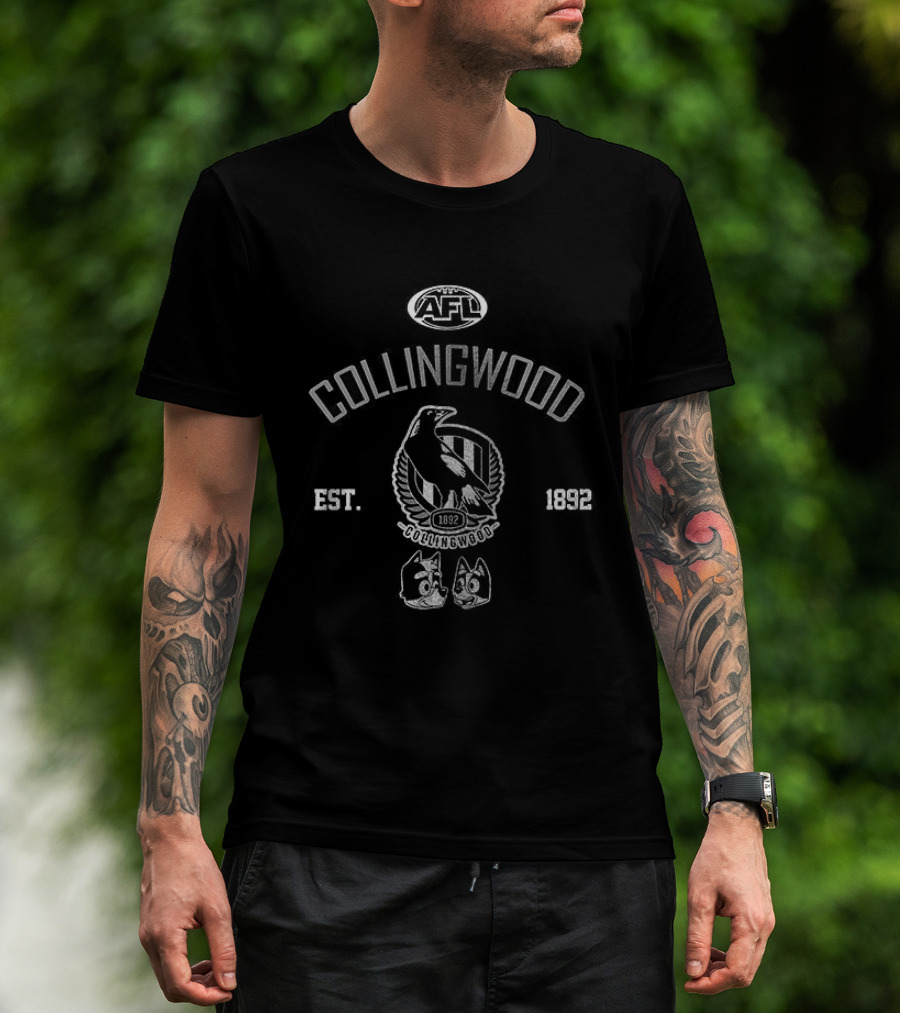 Collingwood Magpies Blue Dog Cartoon AFL Est 1892 T-Shirt
