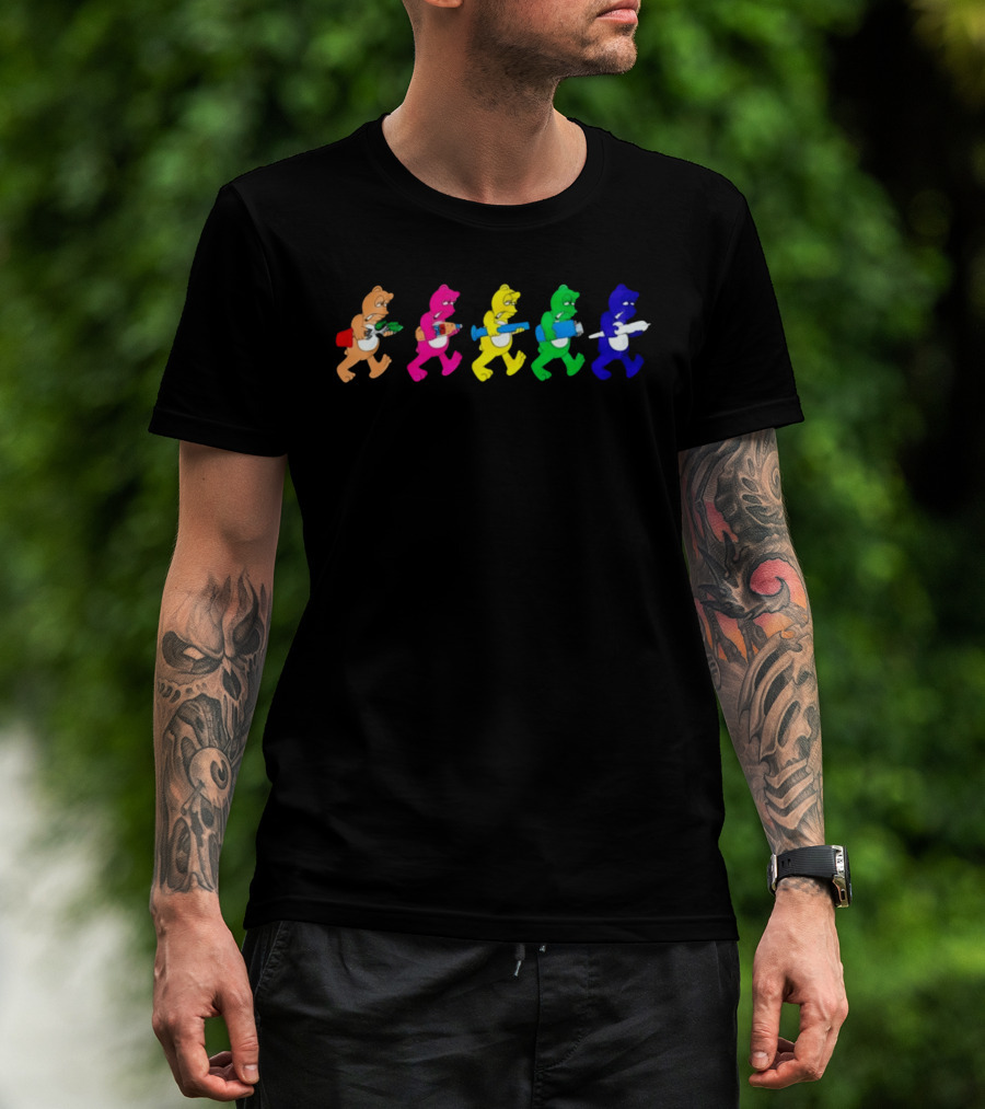 Colorful Cartoon Bears With Vibrant Smoking Accessories T-Shirt