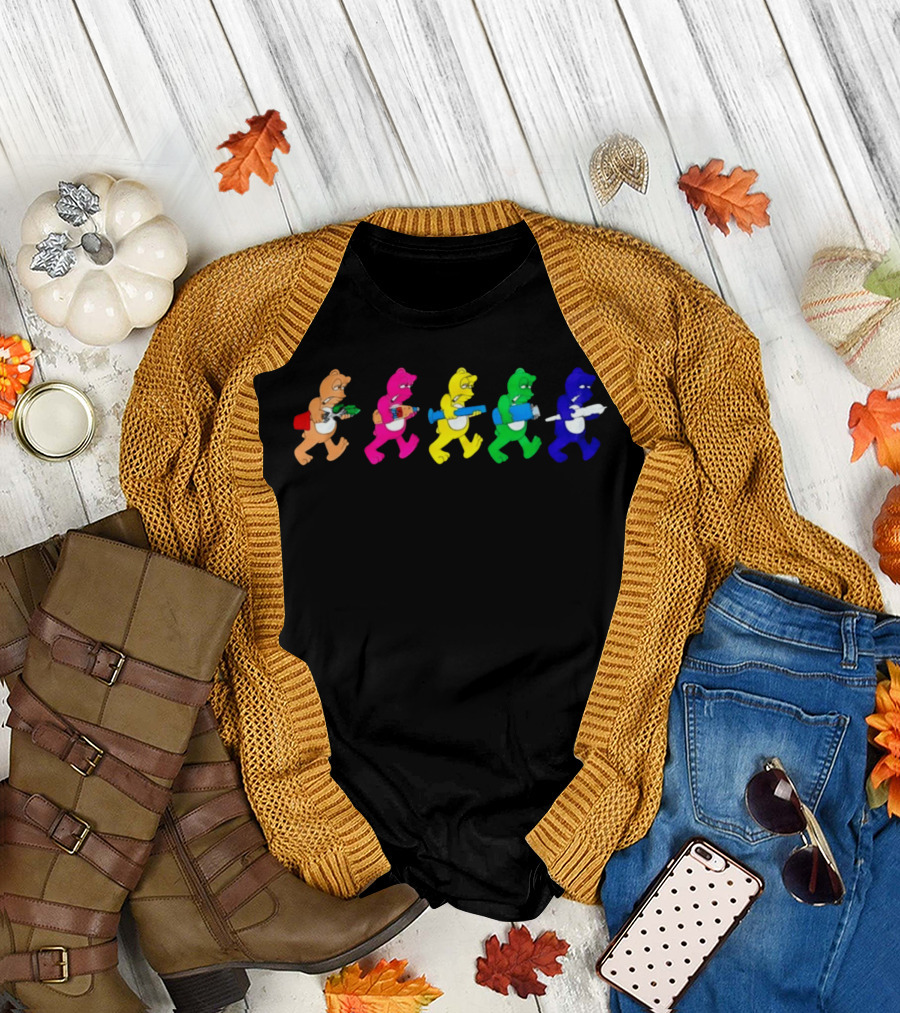 Colorful Cartoon Bears with Vibrant Smoking Accessories T-Shirt