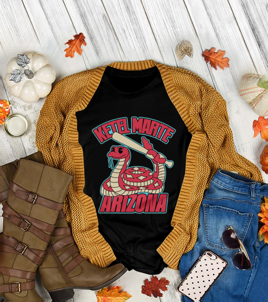 Ketel Marte Arizona Snake Cartoon with Baseball Bat T-Shirt